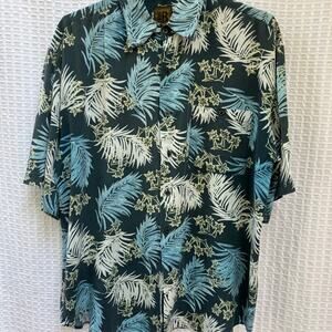 Bruno B Blue Tone Hawaiian Shirt Men's L I 100% Rayon